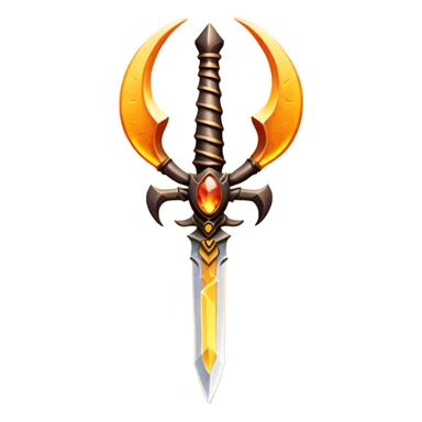 desert dagger object icon, scorpion-shaped guard, glowing amber gem in handle, tribal desert carvings, fantasy style, 3D cartoon, mobile game icon style, centered, clean background, no text, no watermark
 sticker