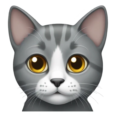Grey cat with white chin sticker