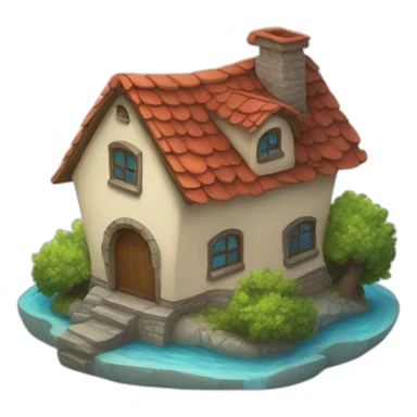 house with a dragon sleeping on the roof sticker