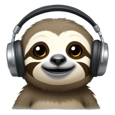 cute sloth wearing headphones with mic.  sticker