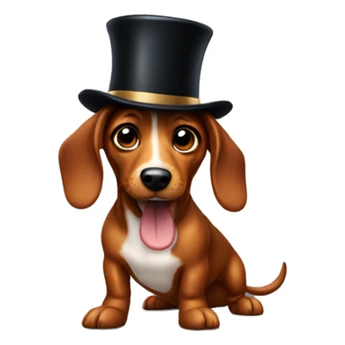 Sausage dog wearing top hat sticker