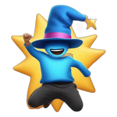 star jumping up and out of a magic hat without face sticker