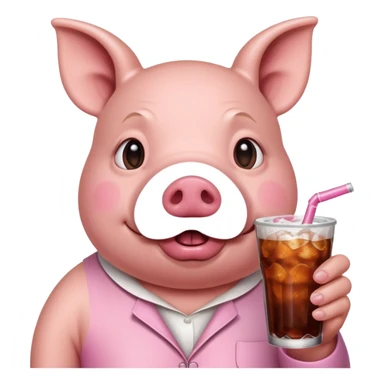 Piggy drink a soda sticker