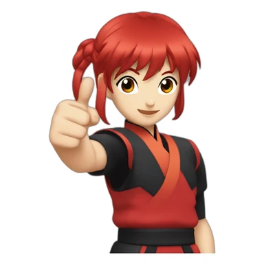 Ranma with red hair and a fight Chinese red outfit thumbs up sticker