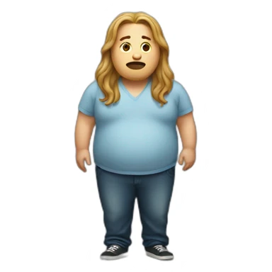 obese man long hair sticker