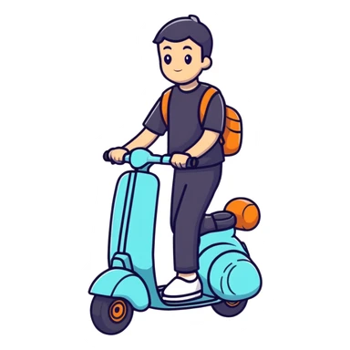 person riding a scooter sticker