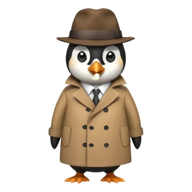 kahverengi trençkotlu penguen dedektif  sticker
