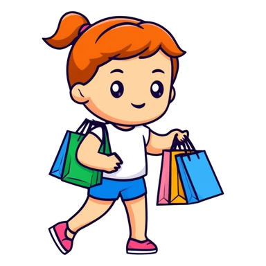 girl carrying shopping bags after shopping sticker