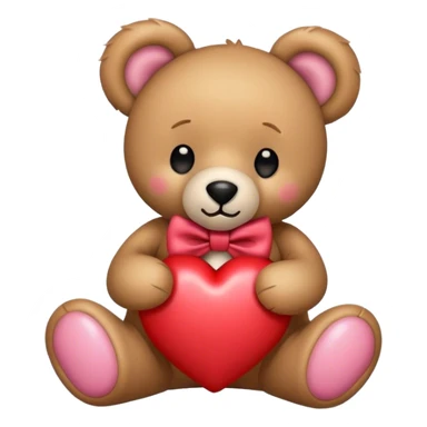 teddy bear holding a heart with a bow on ear sticker