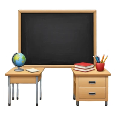 Classroom with desk and blackboard sticker