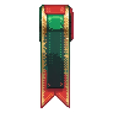 Premium member ribbon with green to red gradient and pixelated gold trim sticker