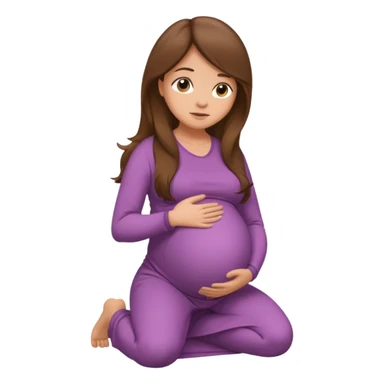 Pregnant long brown hair kneeling sticker