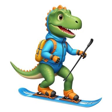 dinosaur skiing sticker