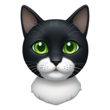 A black cat with green eyes with a white mustache and white small spots in full height sticker