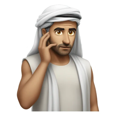 Arab holding his head photorealistic serious sticker