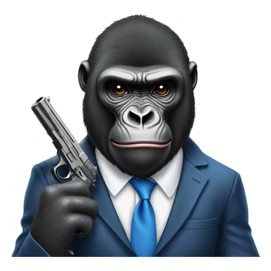 Gorilla Wearing A suit with blue bandanna and a gun sticker