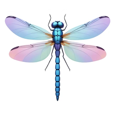 simple dragonfly emoji, minimal flat style, pastel color, no character features sticker