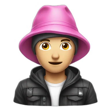 Robber hose pink hat boy white sticker