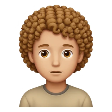 head of a boy thinking, simple emoji style, curly hair sticker