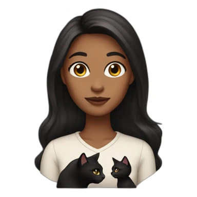 woman brown skin long dark hair with black cat sticker