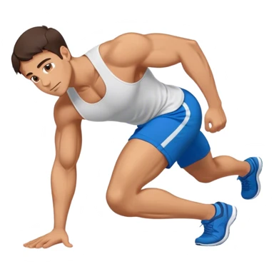 brunette buff man with blue shorts doing plank exercise sticker