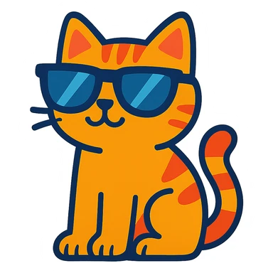 cat wearing sunglasses, vibrant cartoon style sticker