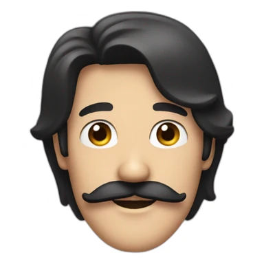 man with moustache and long black hair with thumbs up sticker