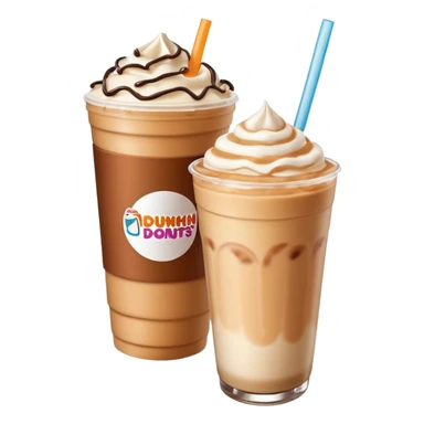 Dunkin’ Donuts iced latte with a carton of coffee milk next to it sticker