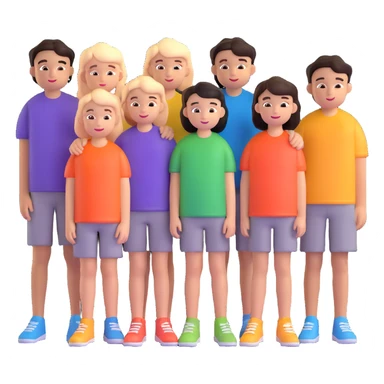 Seven boys and three girls standing together as a group sticker