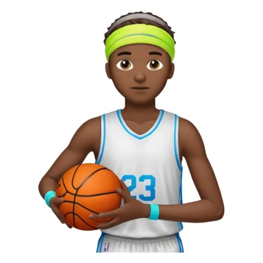 Basketball guy with neon headband, hold ball sticker