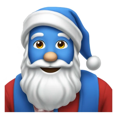 Emoji of Santa Claus in blue clothes, smiling sticker