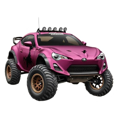Distressed dented rusty old Extended wheelbase 2013 scion fr-s dark black cherry 4wd monster Baja desert stadium racer  sticker
