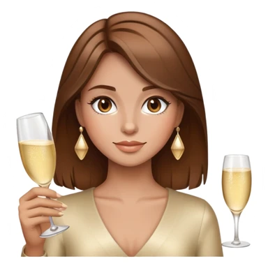 brown hair girl with champagne  sticker