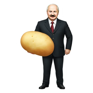 Photorealistic Belarus president Lukashenko full body with potato in right hand sticker