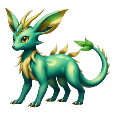 Shiny Iridescent Helioptile-Salandit-Leafeon-Fakémon-hybrid-creature (full body)  sticker