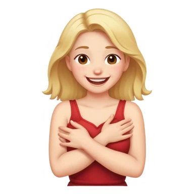 Girl crossing her arms around her chest laughing  sticker