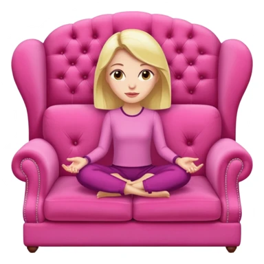 side view of woman sitting on sofa - make sofa pink sticker