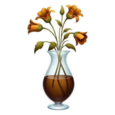 severely drooping dead flowers hanging over the edge of a vase sticker