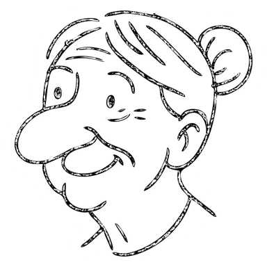 older woman with a big nose, smiling sticker
