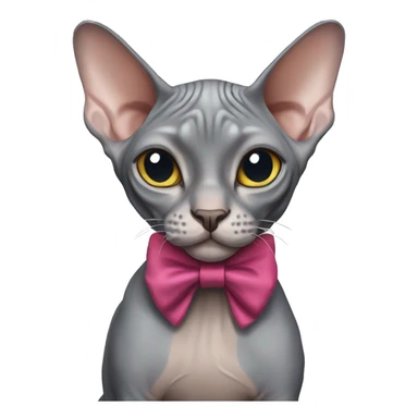 gray Sphynx cat with bow sticker