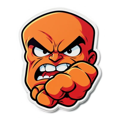 Angry face with fist sticker