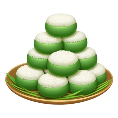 Qingming Festival green rice balls Qingtuan with sweet filling, simplified emoji style with bold outlines and bright colors, cartoon style green mochi-like dessert sticker