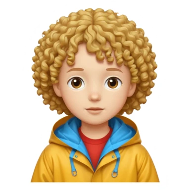 curly hair kid with raincoat sticker