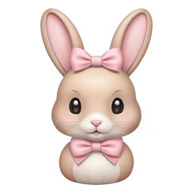 Beige bunny with a light pink bow on its head sticker