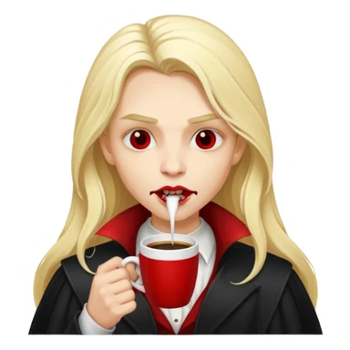 blonde long haired vampire drinking coffee sticker