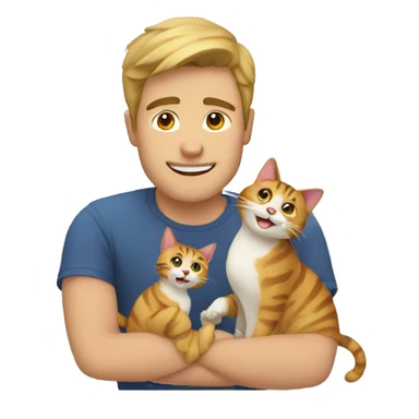 A man playing with two cats sticker