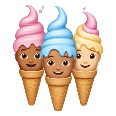 happy children with melting ice cream cones sticker