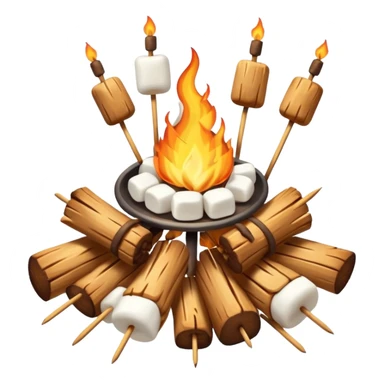 bonfire, with marshmallows on skewers, campfire sticker