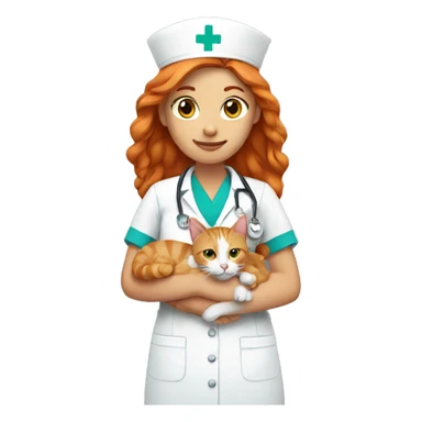 ginger nurse holding cat sticker