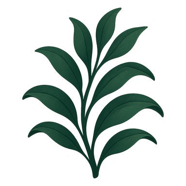 dark green organic plant, stylized, smooth lines, rich green tones, no background sticker